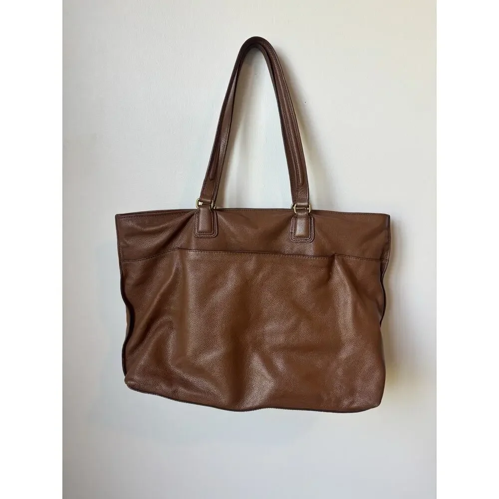 Fossil Kingston Line Pebbled Brown Leather Tote